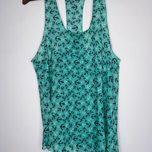 Lagaci Sheer Tunic Tank Top Women;s Large Beach Anchor Summer